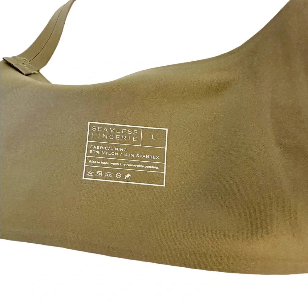 Seamless Lingerie Olive Green 2-pc Wireless Bra & High Waist Boy Short Size L - Picture 3 of 4